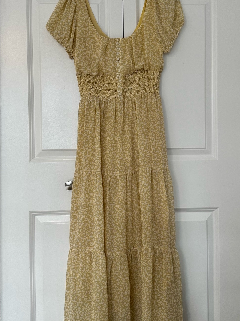 Urban Outfitters Yellow Floral Tiered Maxi Dress Size M